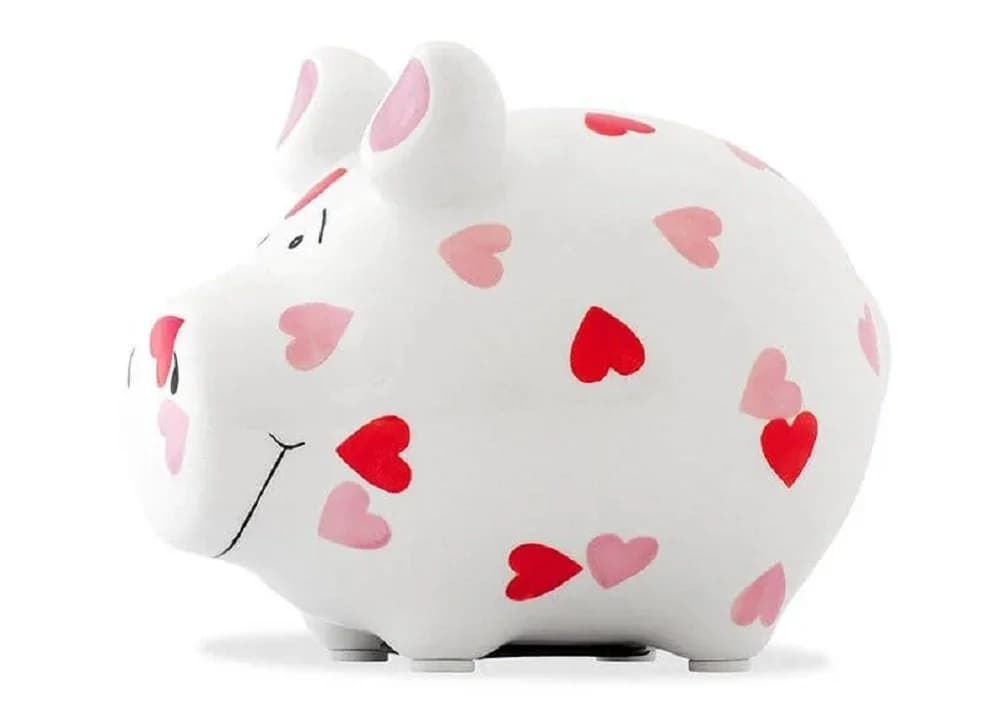 KCG Spardose Schwein Herzchen Weiß Klein