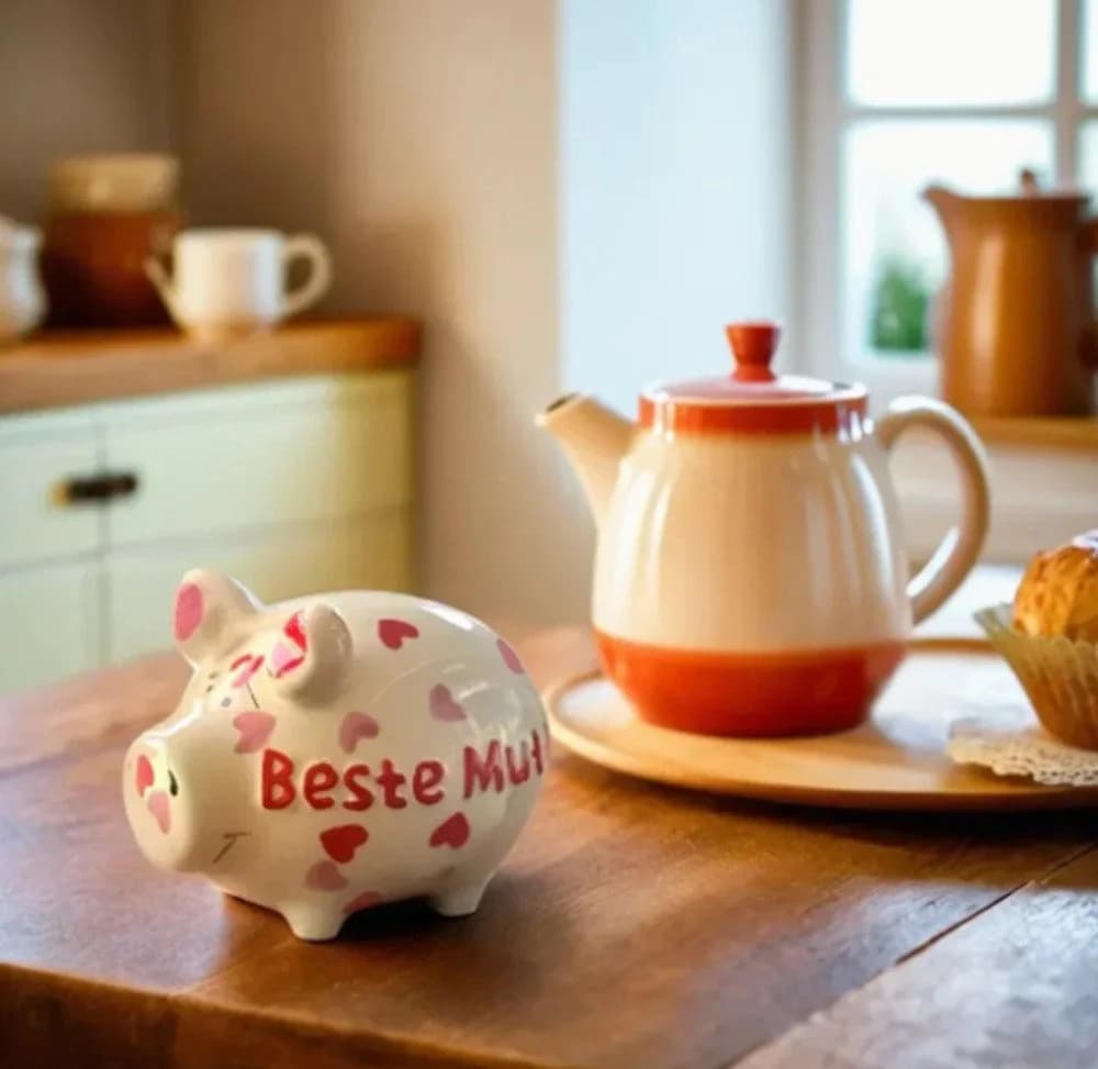 Sparschwein Company Spardose "Beste Mutti" Keramik Weiß/Rot