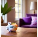 Wurm Spardose Sparschwein 'Wolkenkuckucksheim' Keramik bunt Bild 1