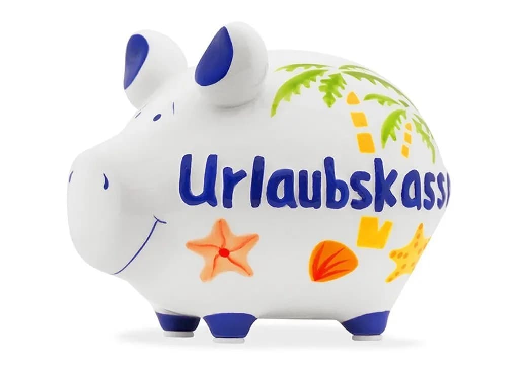 Wurm Spardose KCG Sparschwein "Urlaubskasse" Keramik Weiß