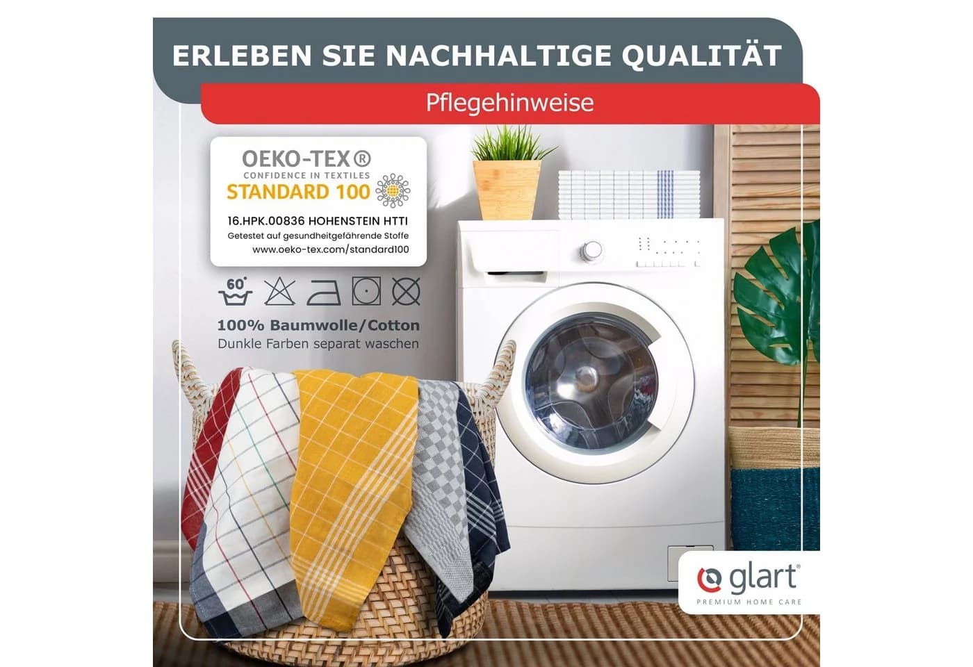 Glart Geschirrtuch 10 St. Grau 100% Baumwolle Saugstark - Bild 3