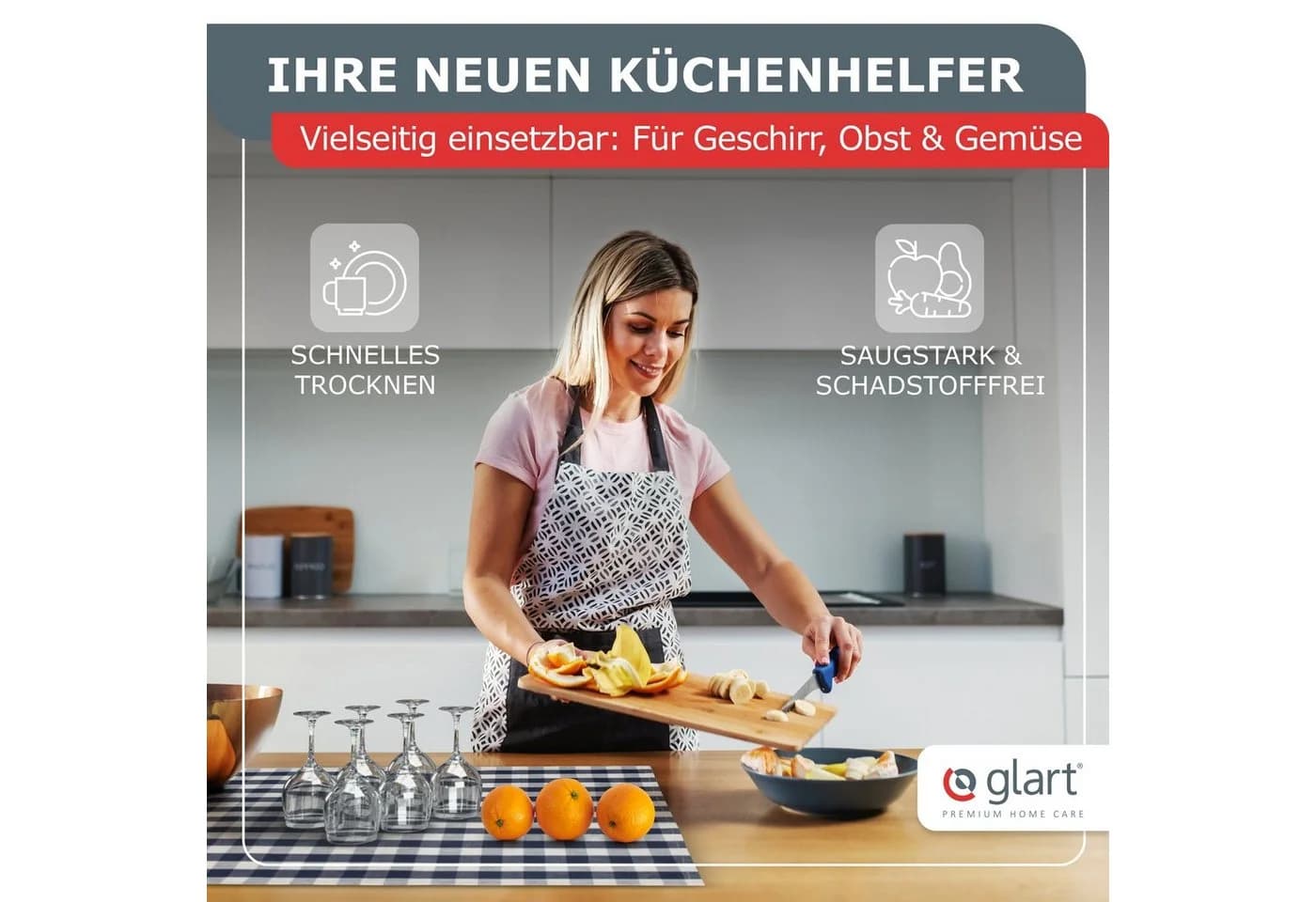 Glart Geschirrtuch 10 St. Grau 100% Baumwolle Saugstark - Bild 4