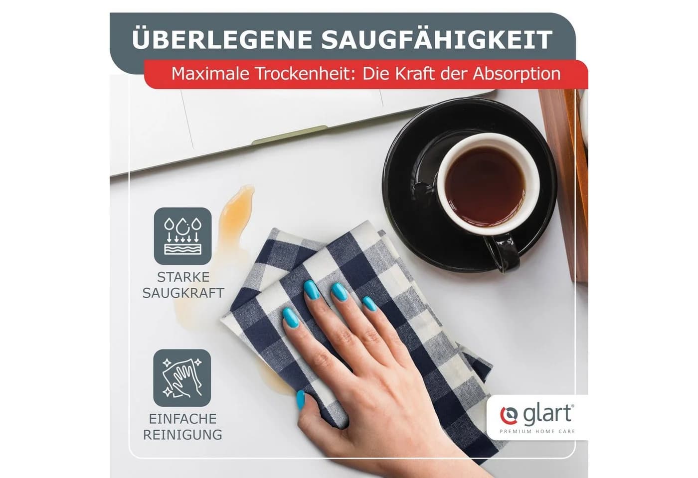 Glart Geschirrtuch 10 St. Grau 100% Baumwolle Saugstark - Bild 5