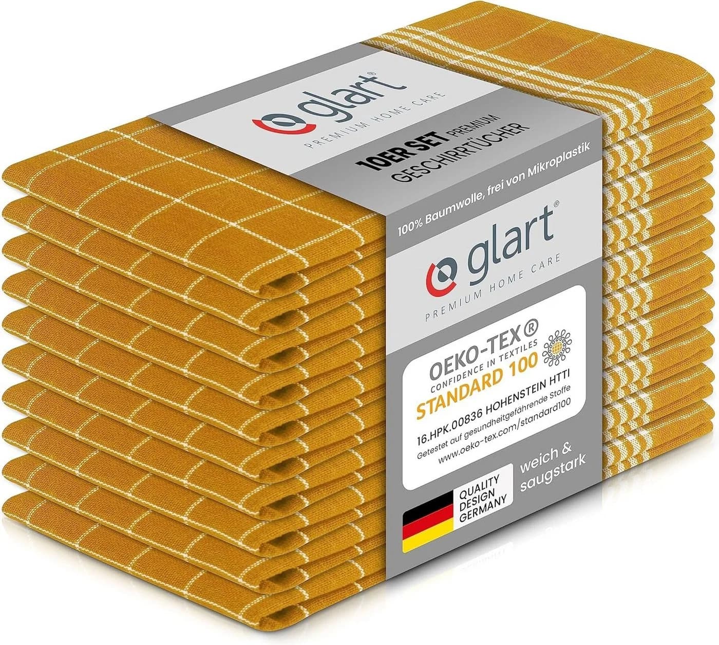 Glart Geschirrtuch 10er-Pack Gelb 100% Baumwolle 50x70 cm - Bild 2