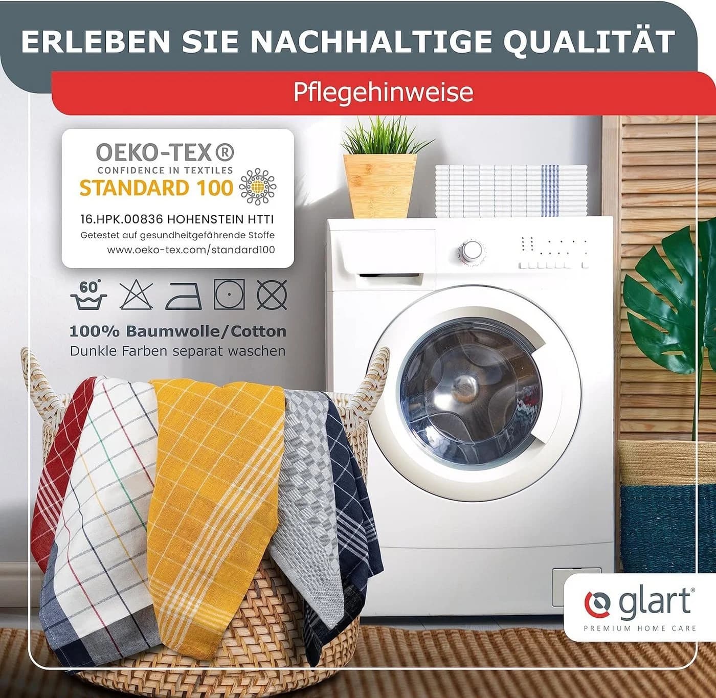 Glart Geschirrtuch 10er-Pack Gelb 100% Baumwolle 50x70 cm - Bild 3