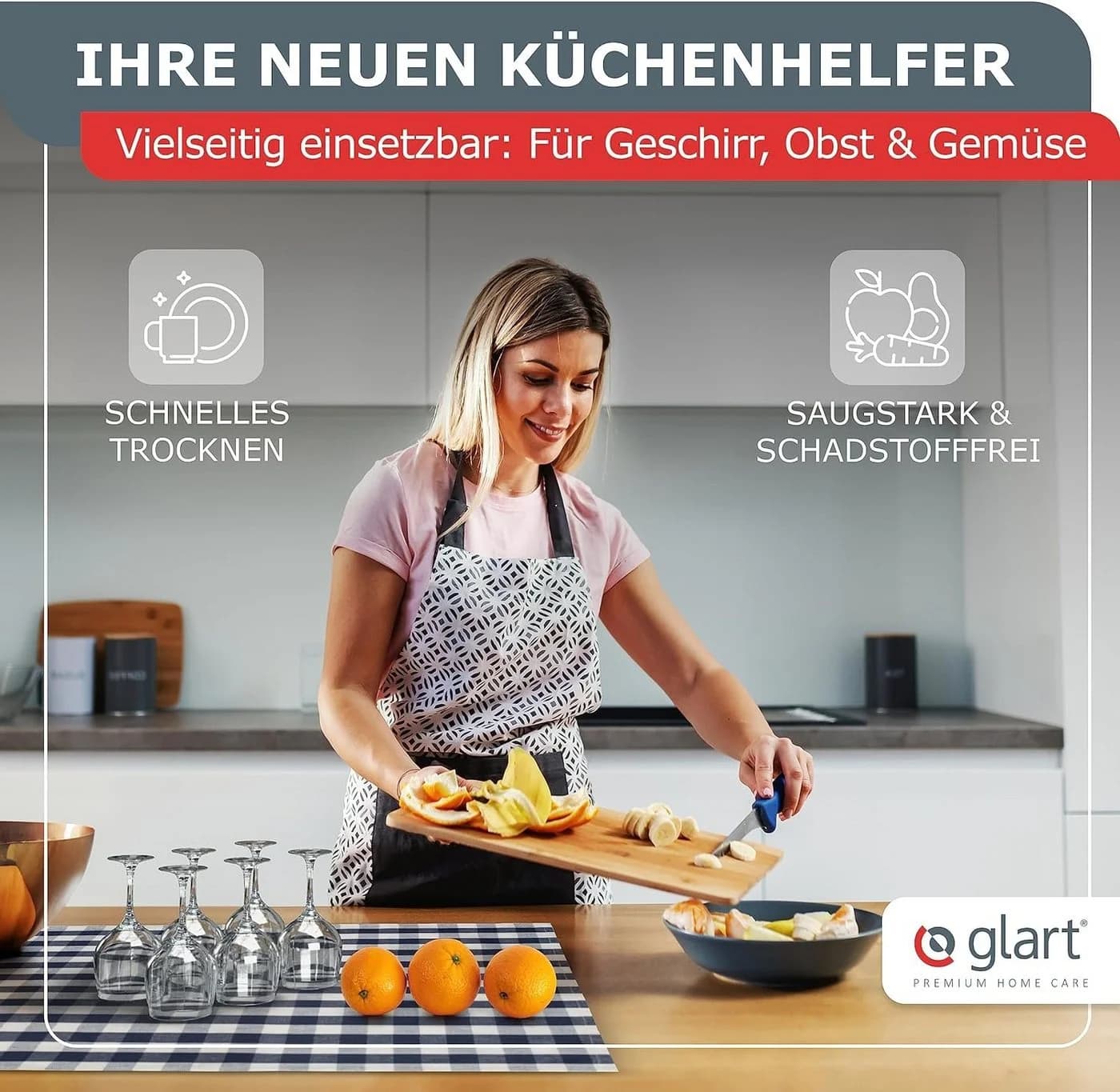 Glart Geschirrtuch 10er-Pack Gelb 100% Baumwolle 50x70 cm - Bild 4