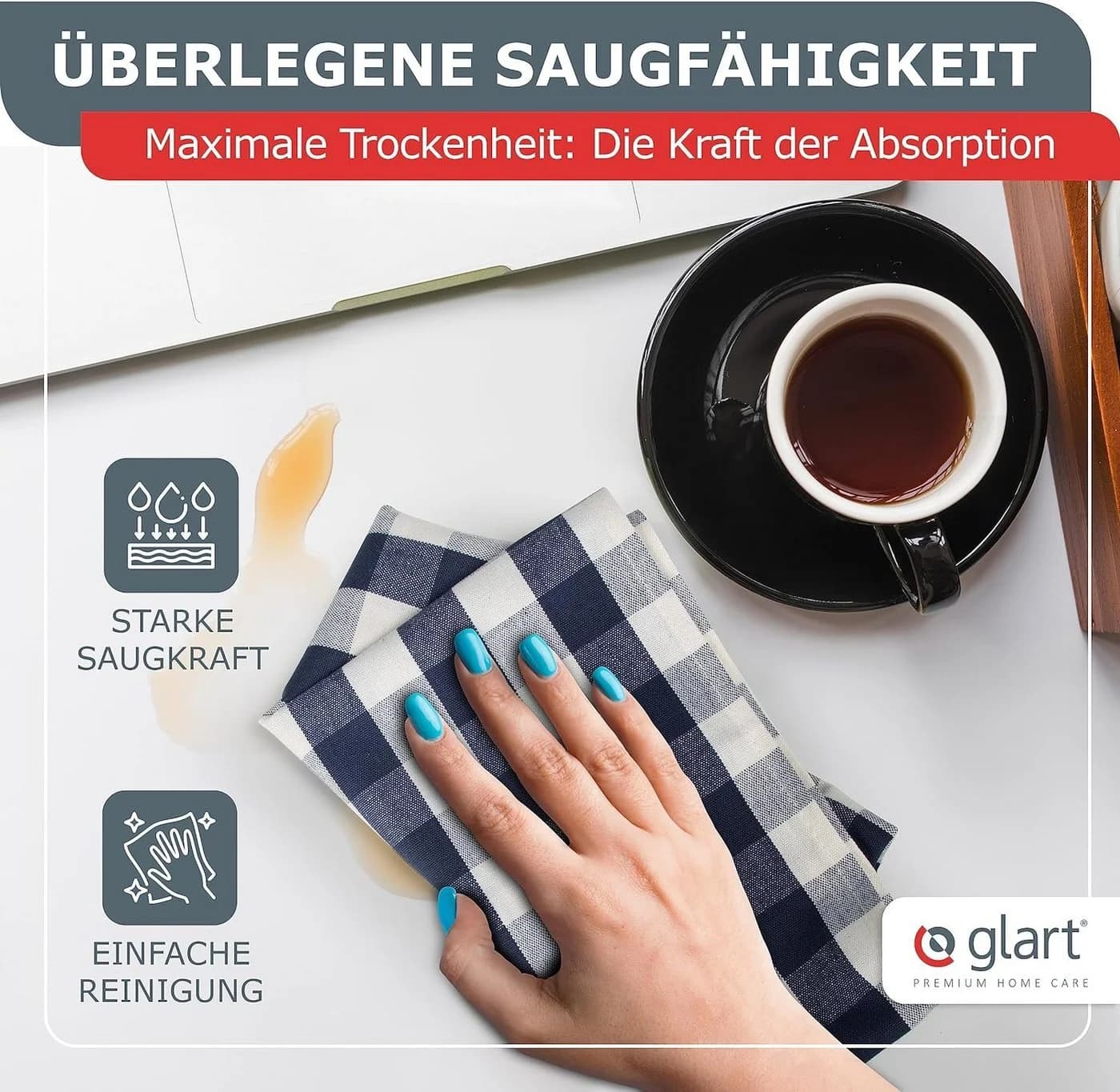 Glart Geschirrtuch 10er-Pack Gelb 100% Baumwolle 50x70 cm - Bild 5