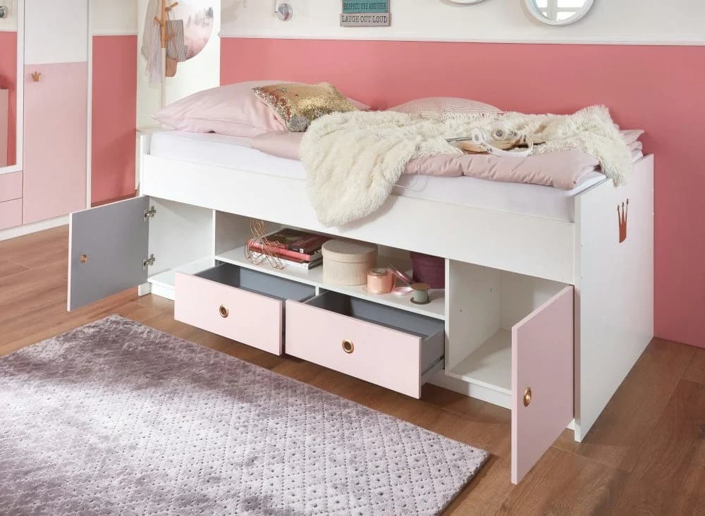 möbel-direkt.de Jugendzimmer-Set Cindy 5-tlg. Weiß/Rosé mit Soft Close
