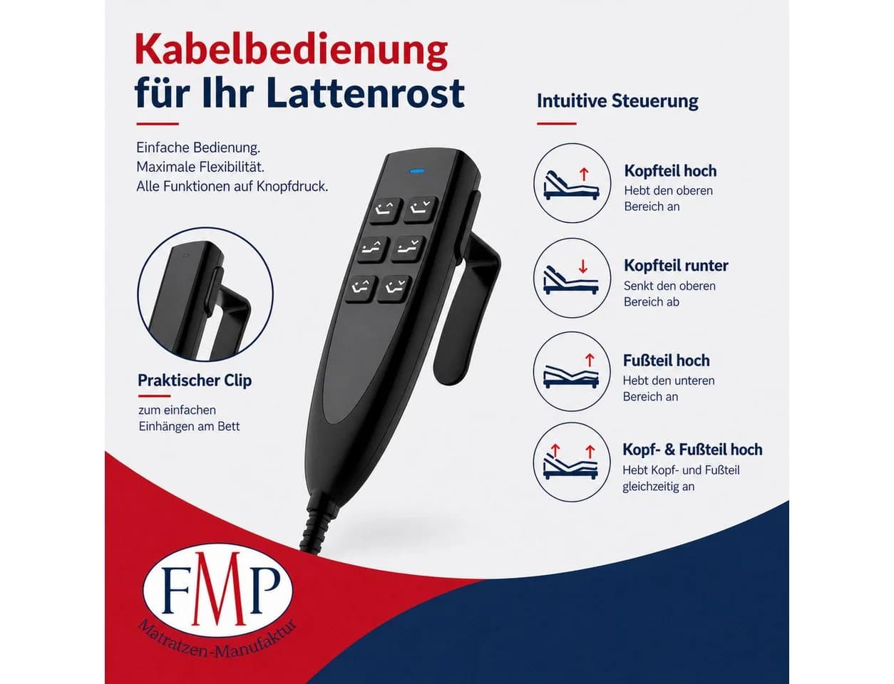 FMP Matratzenmanufaktur Teiltellerlattenrost Rhodos EL Komfort Elektrisch Verstellbar - Bild 5