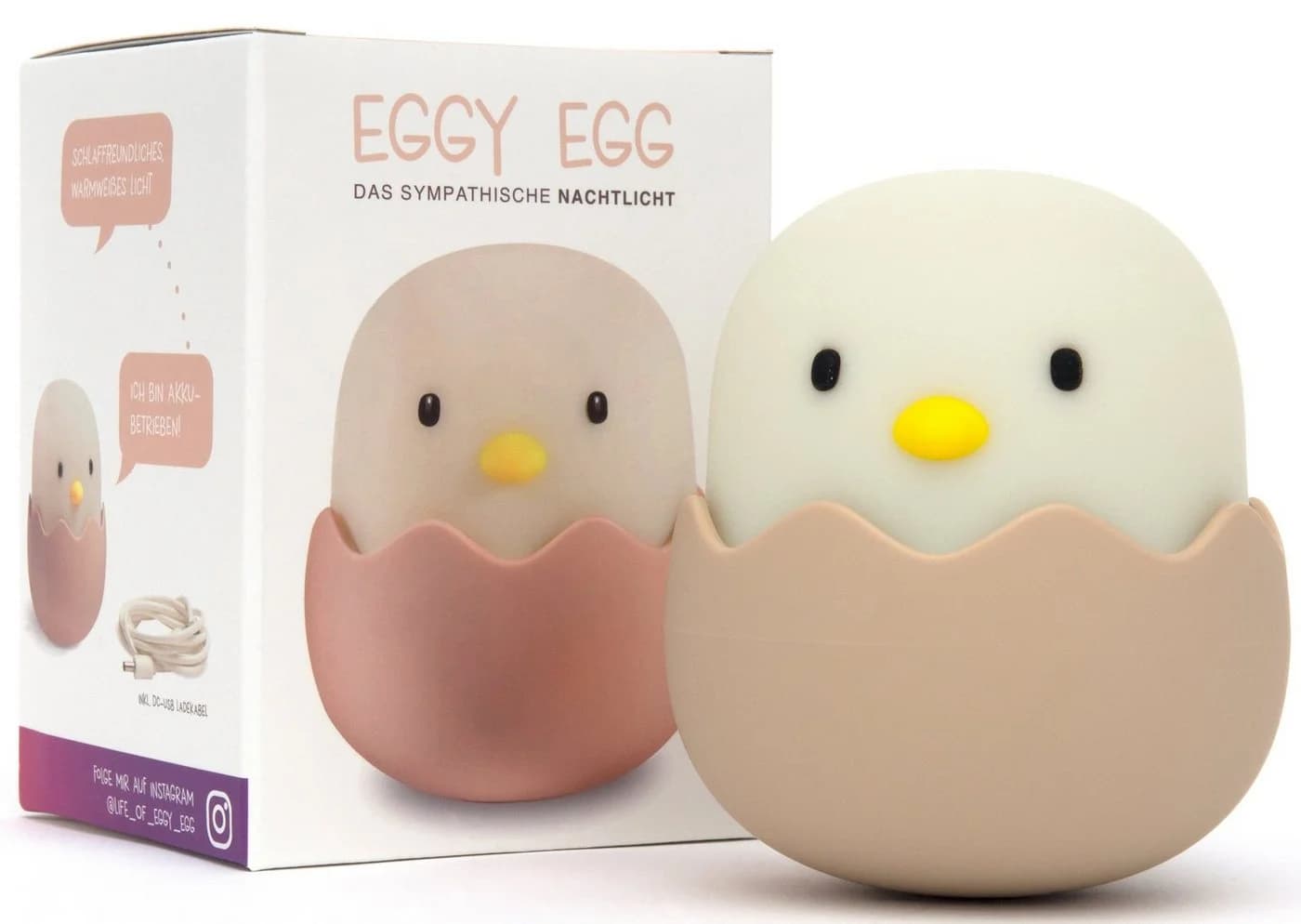 NIERMANN LED Nachtlicht Eggy Egg Weiß Tumbler Design