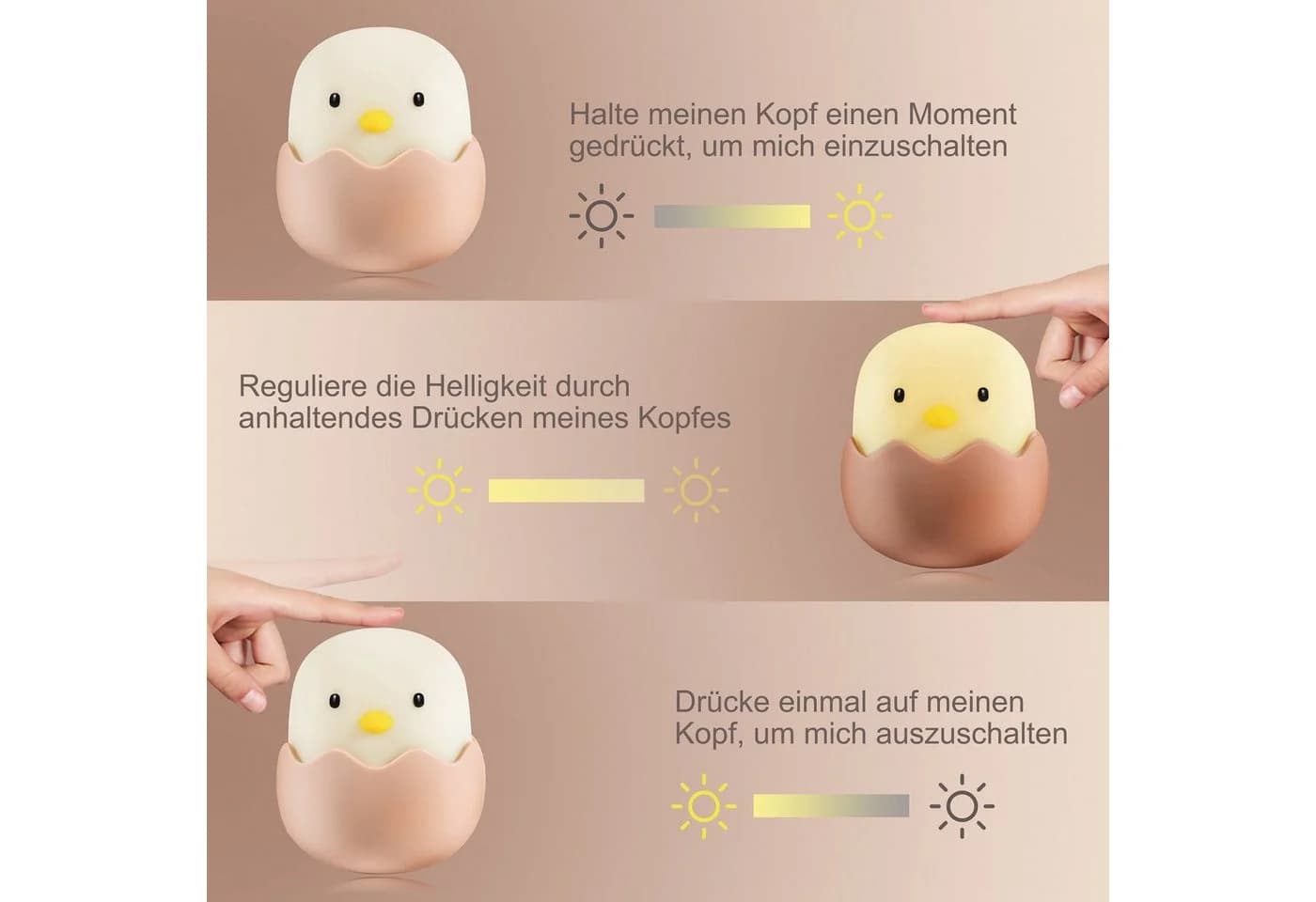 NIERMANN LED Nachtlicht Eggy Egg Weiß Tumbler Design - Bild 3