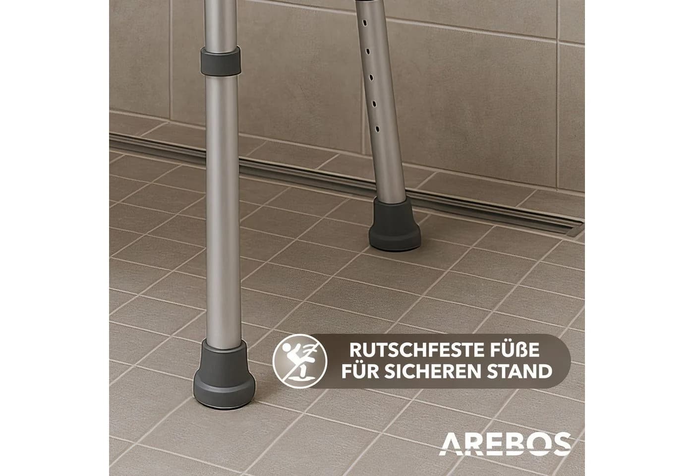 Arebos Duschstuhl mit Rückenlehne und Brausenhalterung Weiß - Bild 5