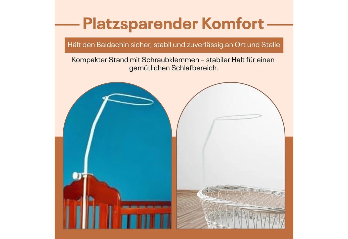 Best for Kids Himmelstange Weiß mit Schraubklemme für Babybett - Bild 4