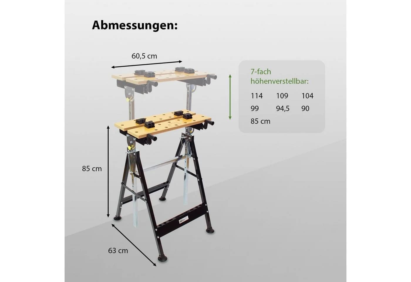 TRUTZHOLM Klappbare Werkbank höhenverstellbar 100 kg Traglast - Bild 3