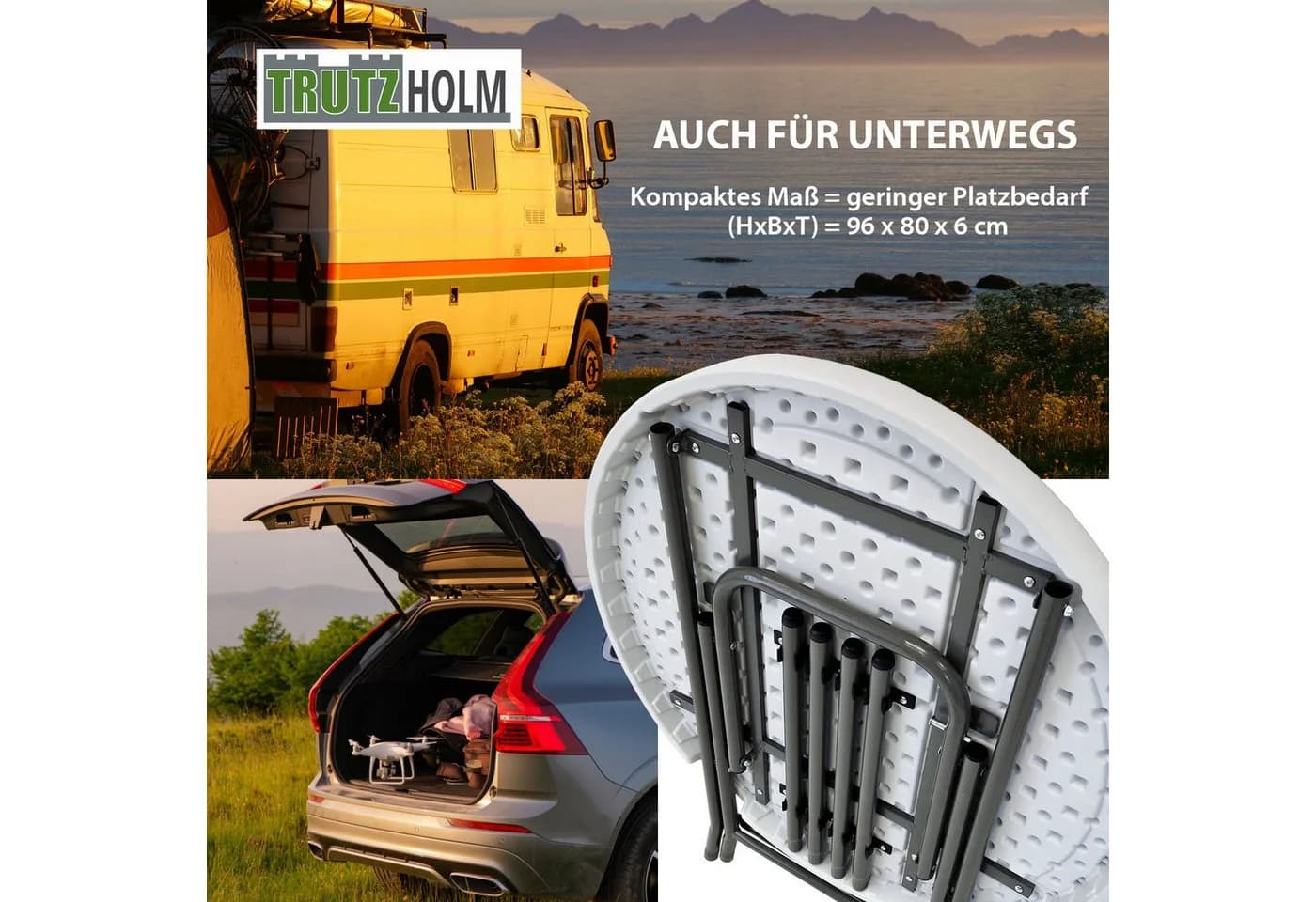 TRUTZHOLM Stehtisch klappbar 80 cm weiß grau - Bild 5