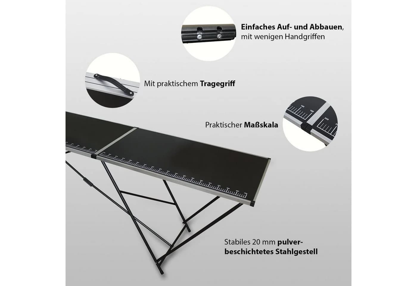 TRUTZHOLM Tapeziertisch Klappbar Schwarz Aluminium-Rahmen - Bild 5