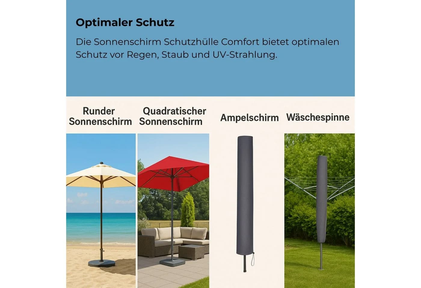 osoltus Sonnenschirm Schutzhülle Grau 200 cm Comfort 600D - Bild 5