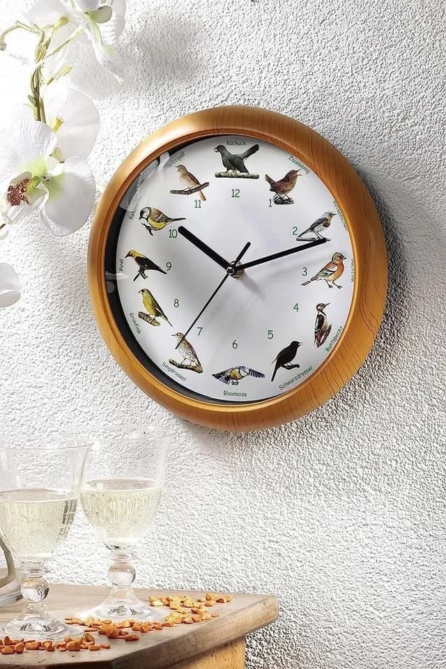 JOKA Wanduhr Vogelstimmen Holzdekor Nachtautomatik - Bild 3