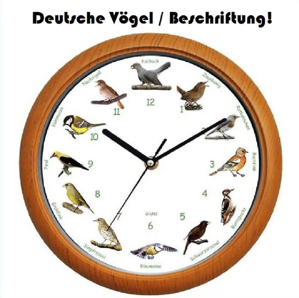 JOKA Wanduhr Vogelstimmen Holzdekor Nachtautomatik - Bild 4