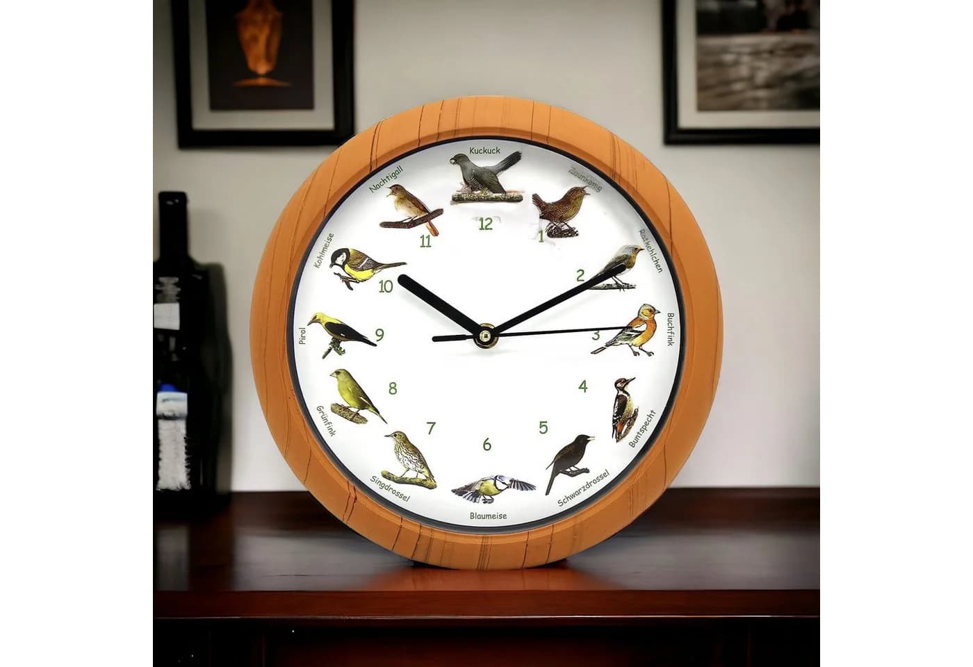 JOKA Wanduhr Vogelstimmen Holzdekor Nachtautomatik - Bild 5