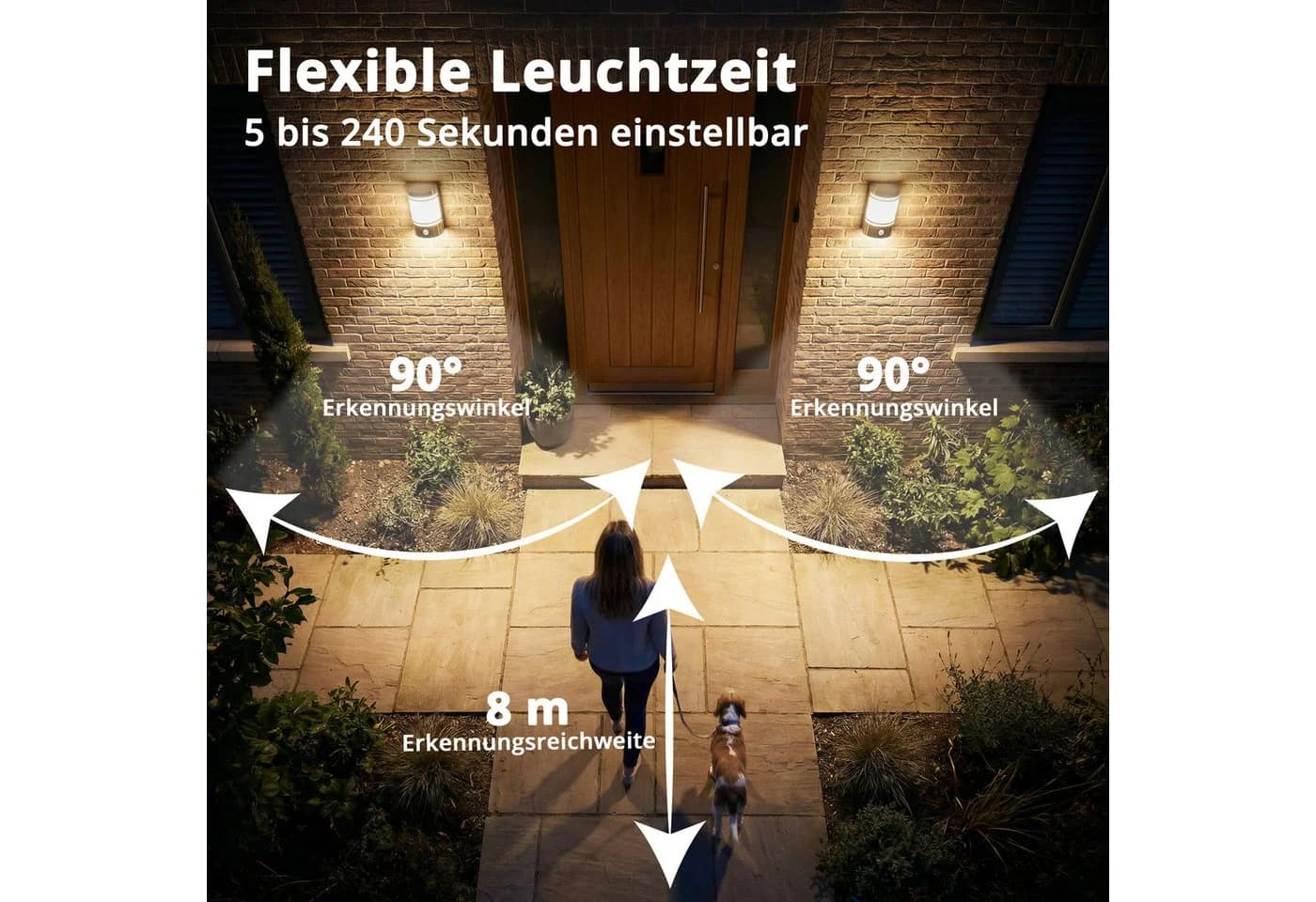 Grafner Außen-Wandleuchte Silber Edelstahl Bewegungsmelder - Bild 3