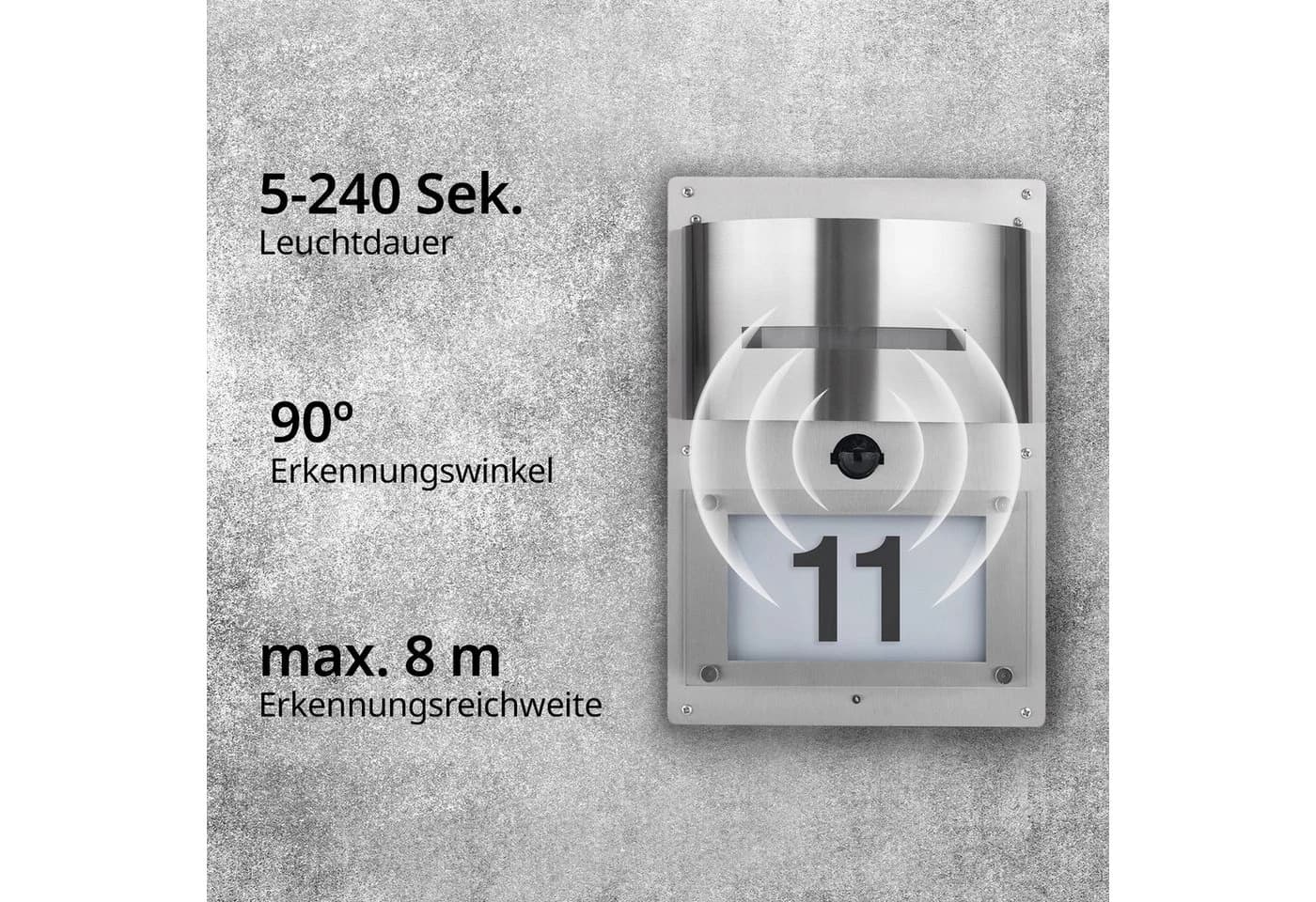 Grafner Edelstahl Wandleuchte mit Bewegungsmelder & Hausnummernbeleuchtung - Bild 4