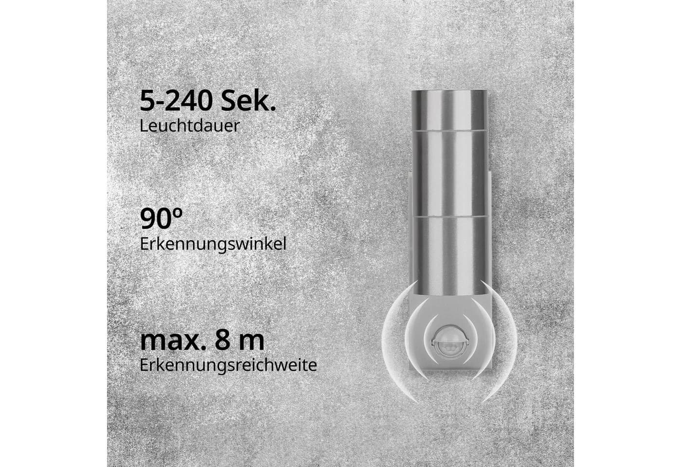 Grafner Außen-Wandleuchte Edelstahl mit Bewegungsmelder IP44 - Bild 5