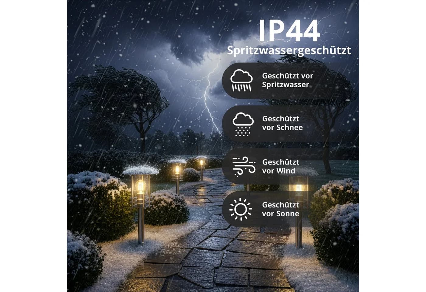 Grafner Edelstahl Gartenleuchte 80cm Wegleuchte Silber IP44 - Bild 3
