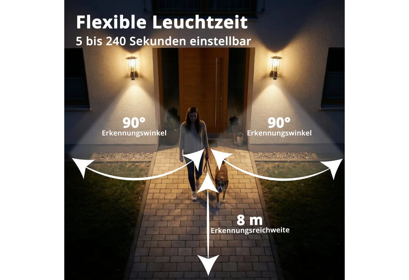 Grafner Außen-Wandleuchte Edelstahl mit Bewegungsmelder IP44 - Bild 3