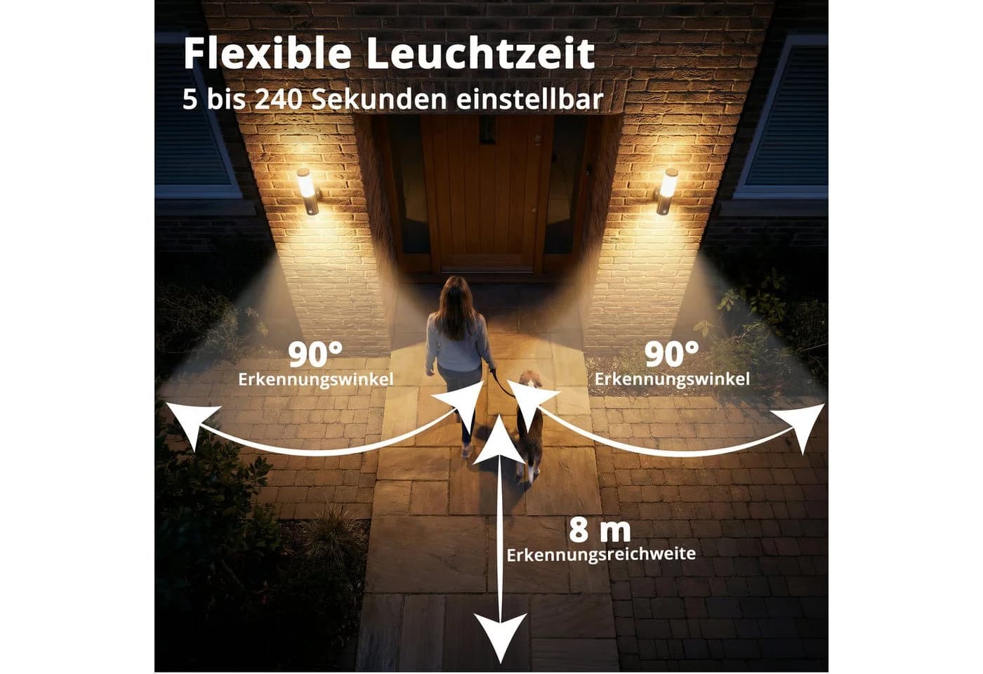 Grafner Außen-Wandleuchte Edelstahl mit Bewegungsmelder IP44 - Bild 3