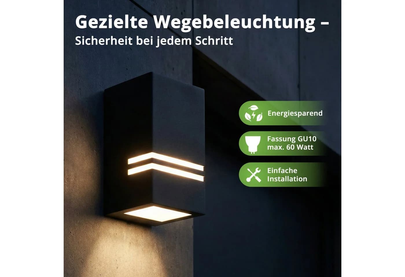 Grafner Außen-Wandleuchte Edelstahl Down WL10530