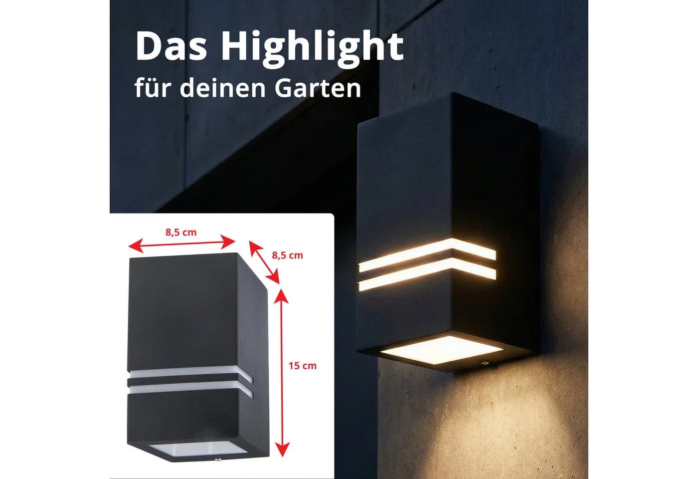 Grafner Außen-Wandleuchte Edelstahl Down WL10530 - Bild 5