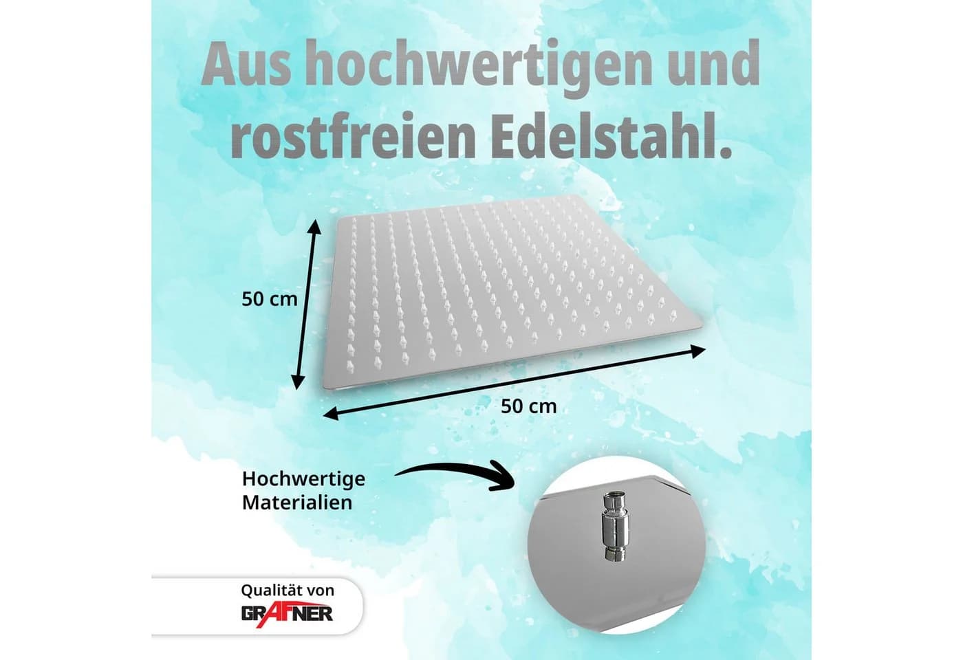 Grafner Regenduschkopf 50x50 cm Edelstahl Verchromt - Bild 4