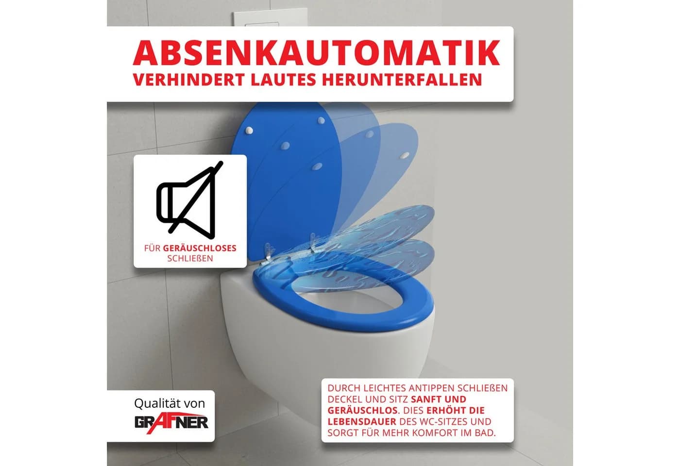 Grafner WC-Sitz mit Absenkautomatik, MDF, Oval - Bild 4