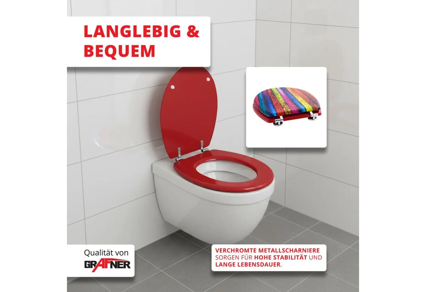 Grafner WC-Sitz mit Absenkautomatik aus MDF, Oval - Bild 3