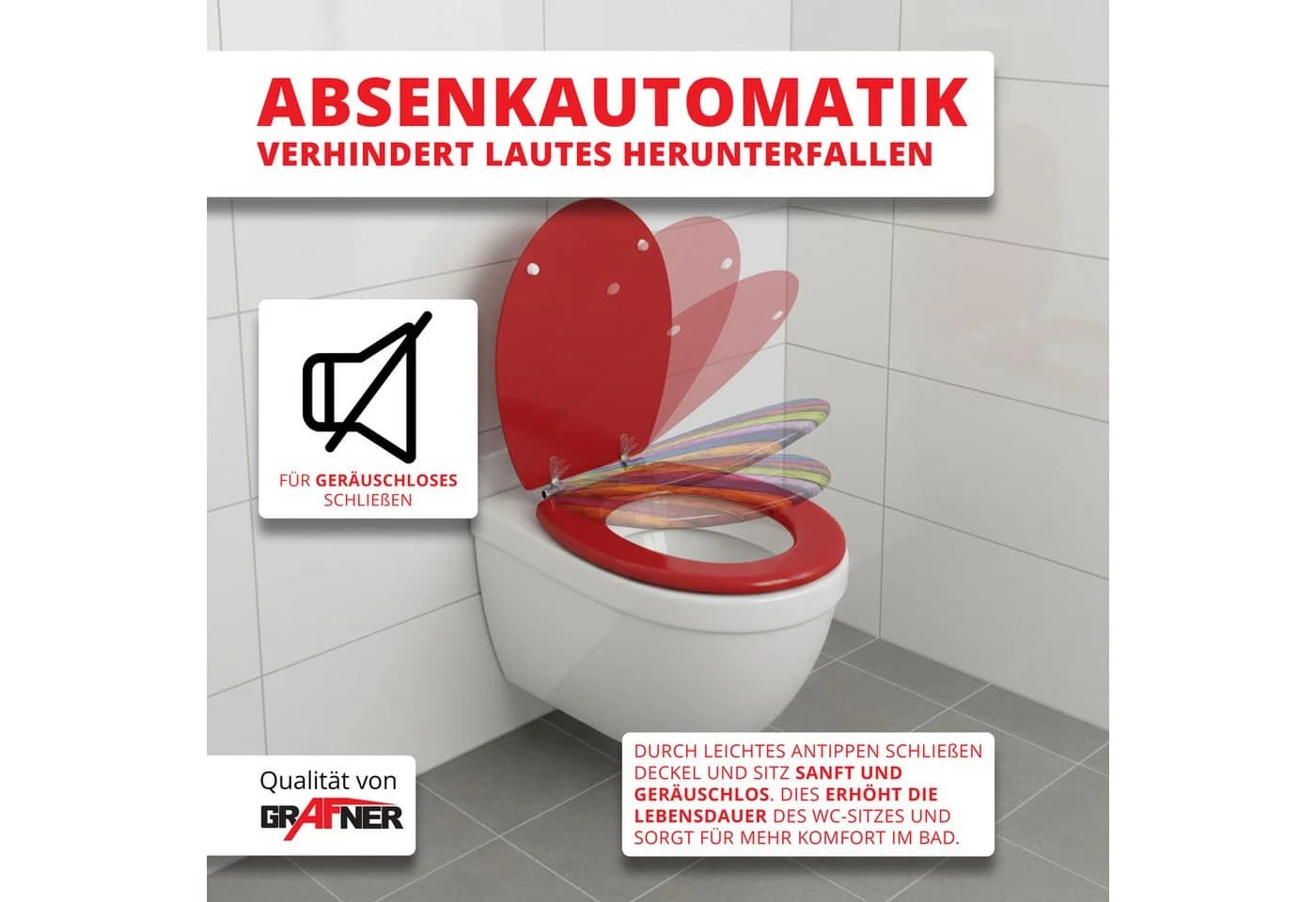 Grafner WC-Sitz mit Absenkautomatik aus MDF, Oval - Bild 4