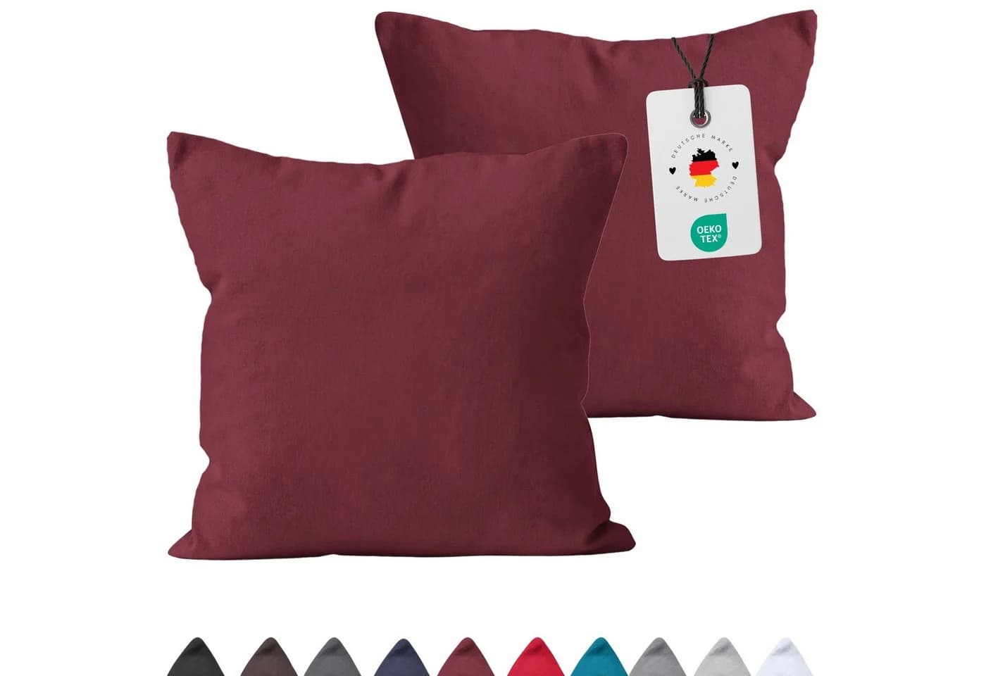Carpe Sonno Kissenbezug 2er Set Baumwolle Bordeaux - Bild 2