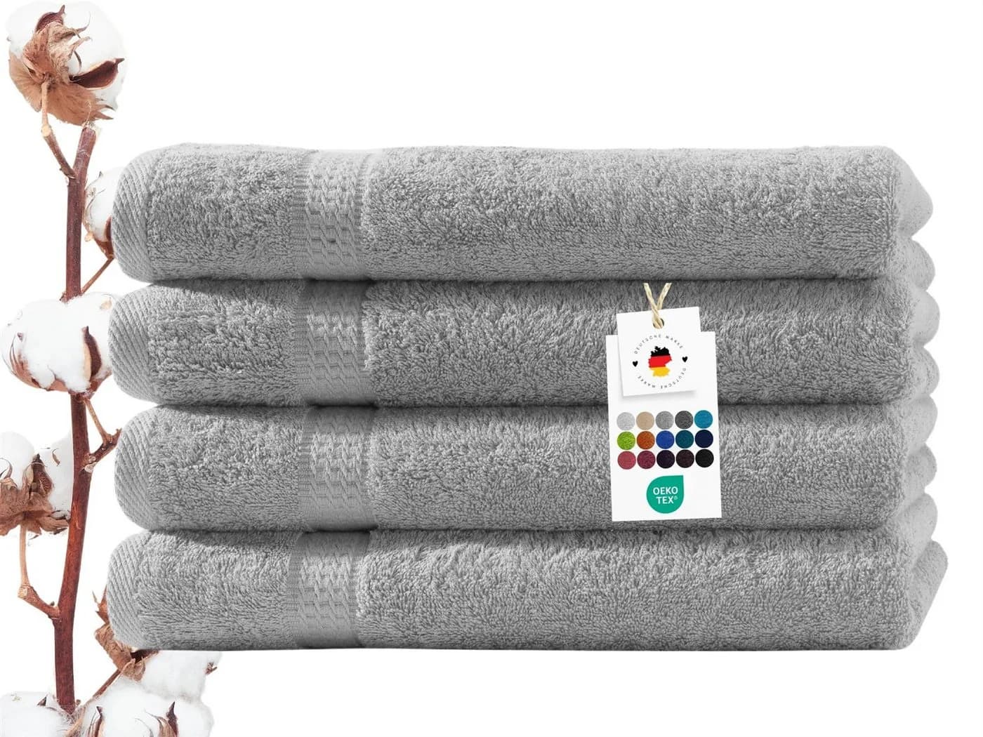 Carpe Sonno Handtuch-Set 4-tlg. 500 g/m² Baumwolle Silber - Bild 2