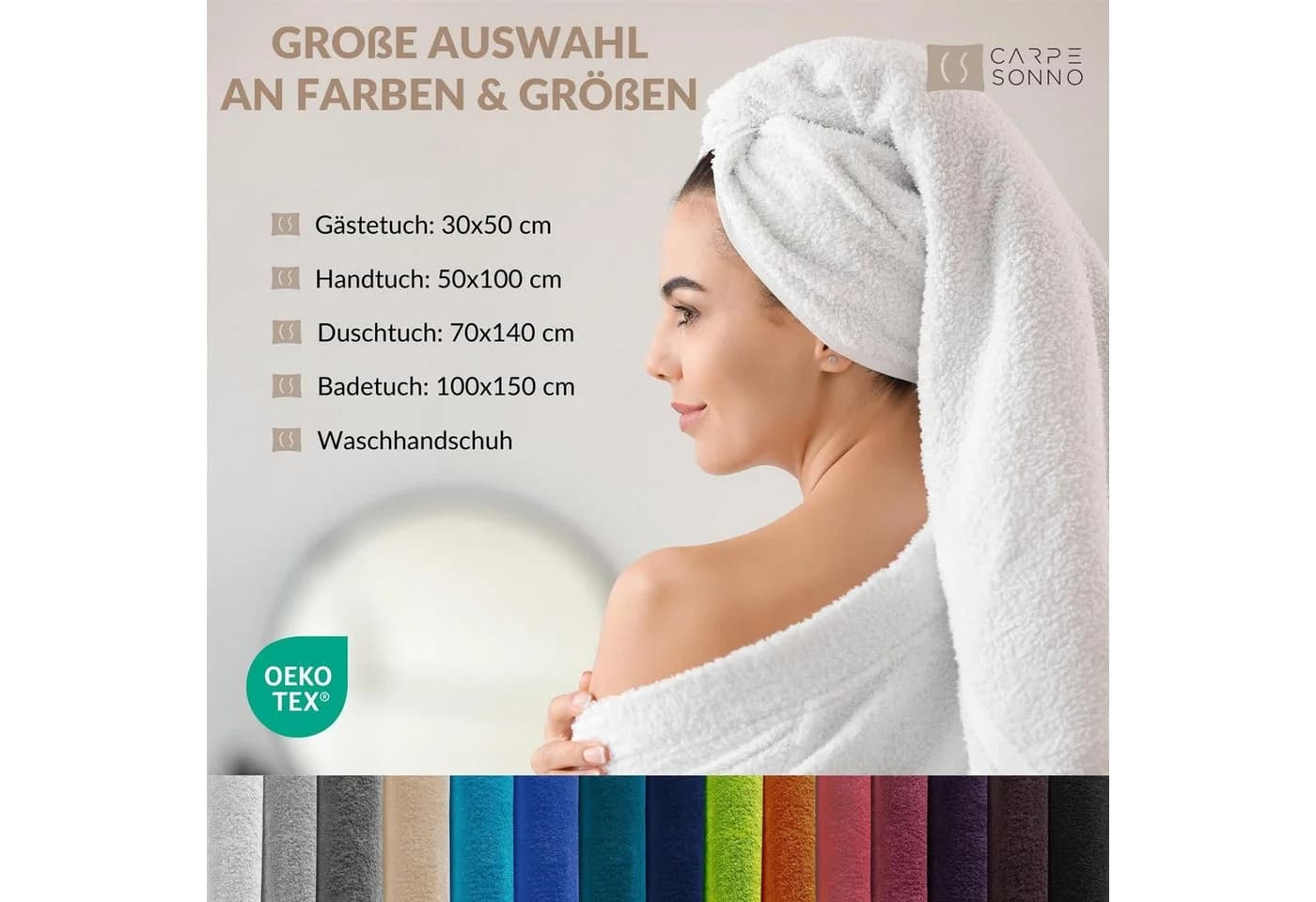 Carpe Sonno Handtuch-Set 4-tlg. 500 g/m² Baumwolle Silber - Bild 5