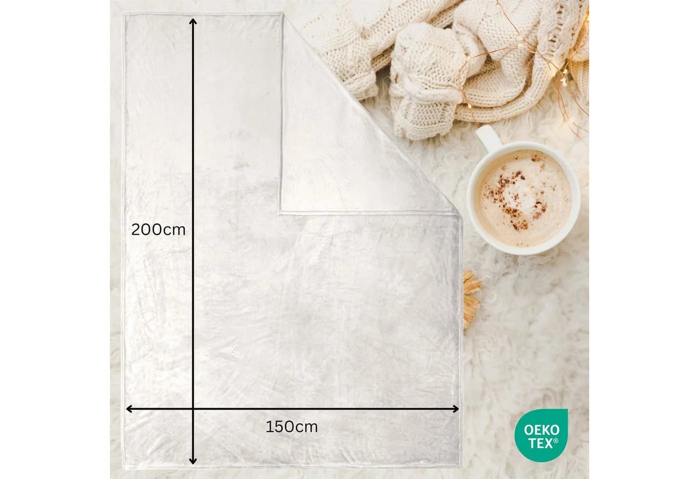Carpe Sonno Wohndecke Kuscheldecke Beige Mikrofaser Sofa Überwurf - Bild 3