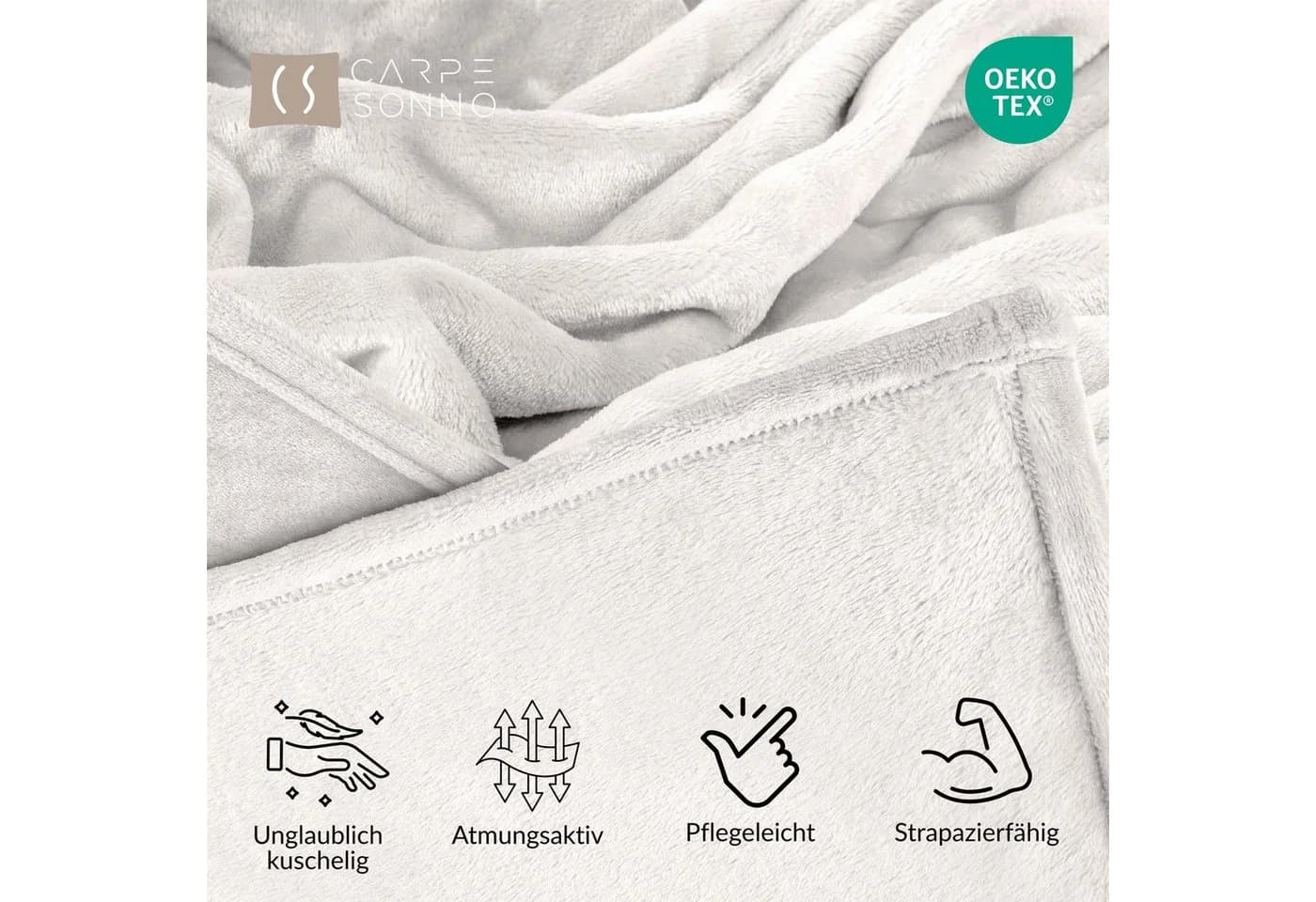 Carpe Sonno Wohndecke Kuscheldecke Beige Mikrofaser Sofa Überwurf - Bild 4