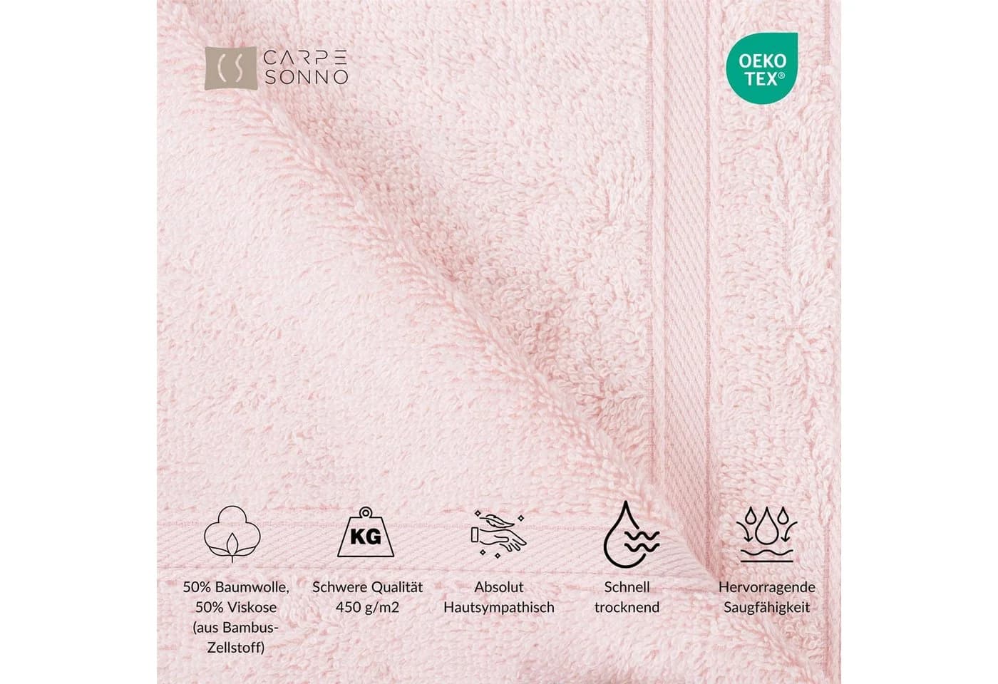 Carpe Sonno Handtuch-Set 4-tlg. Frottee Rosa 450g/m²