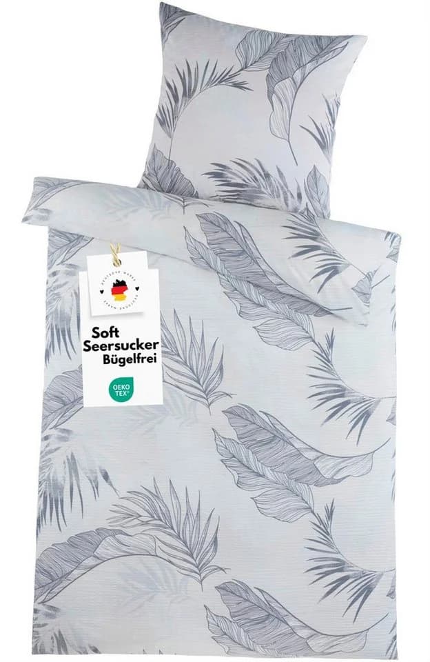 Carpe Sonno Bettwäsche Seersucker Grau Blau Mikrofaser 2-teilig - Bild 2