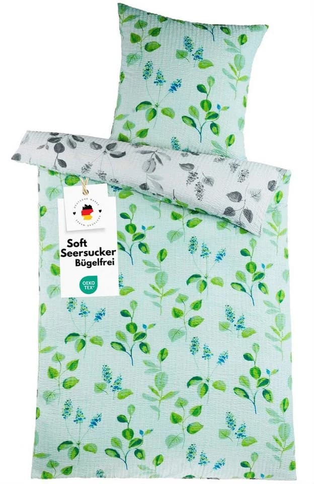 Carpe Sonno Bettwäsche Seersucker Grün Grau Mikrofaser 2-tlg - Bild 2
