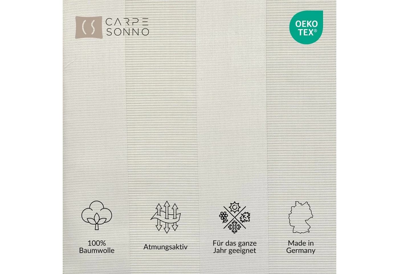 Carpe Sonno Bettwäsche Damast Set 135x200 155x220 Baumwolle Creme Gestreift