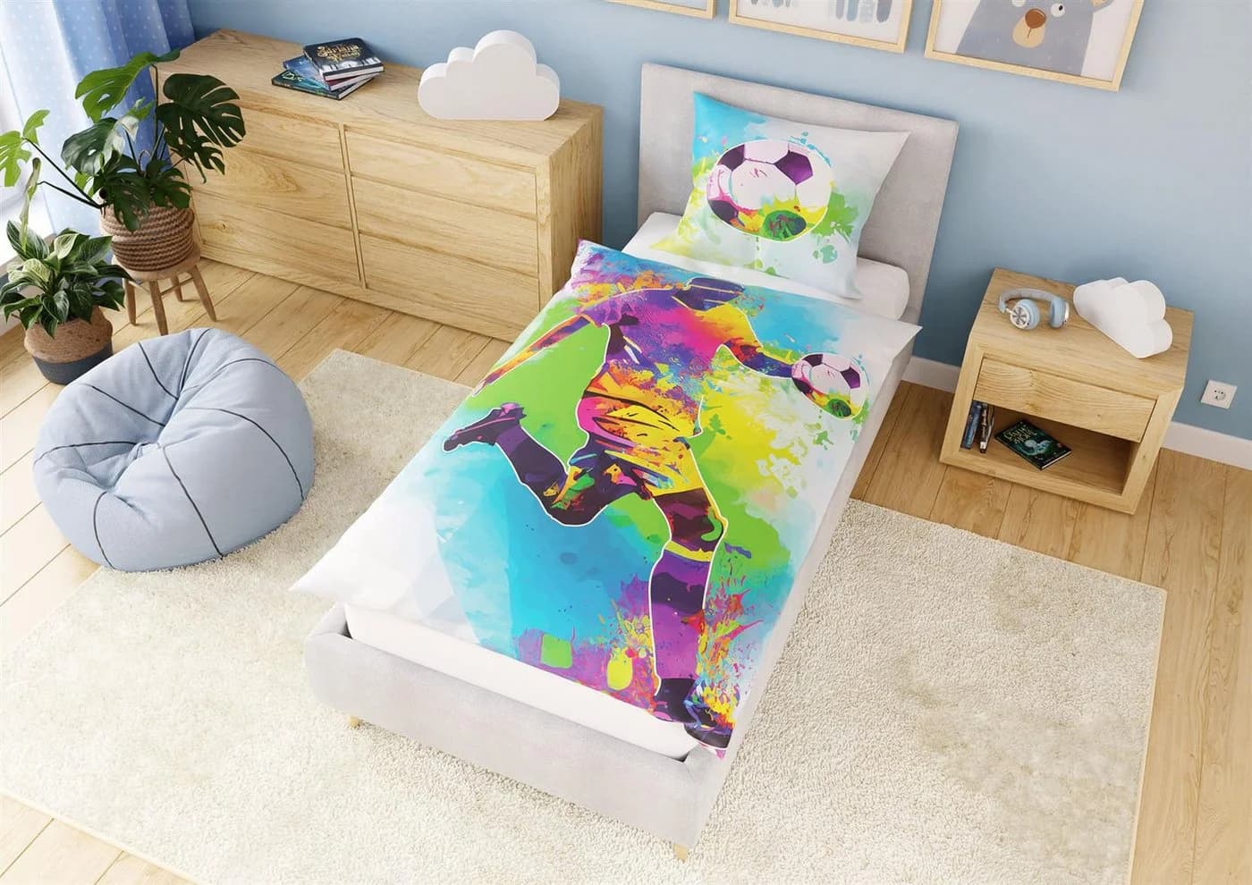 Carpe Sonno Kinderbettwäsche 135x200 Glow in the Dark Fußball Renforcé - Bild 3