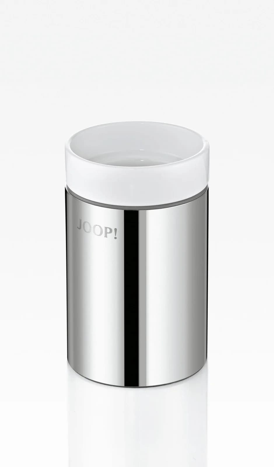 Joop! Zahnputzbecher Weiß Chrom Metall Keramik 11,5 cm Badaccessoires