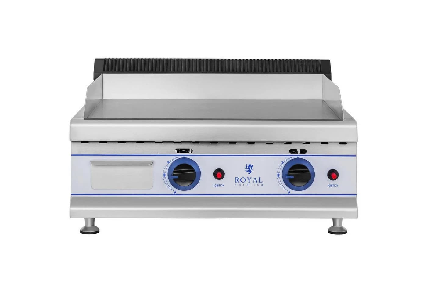 Royal Catering Gas-Doppelgrill mit Gusseisen-Grillplatte und Spritzschutz