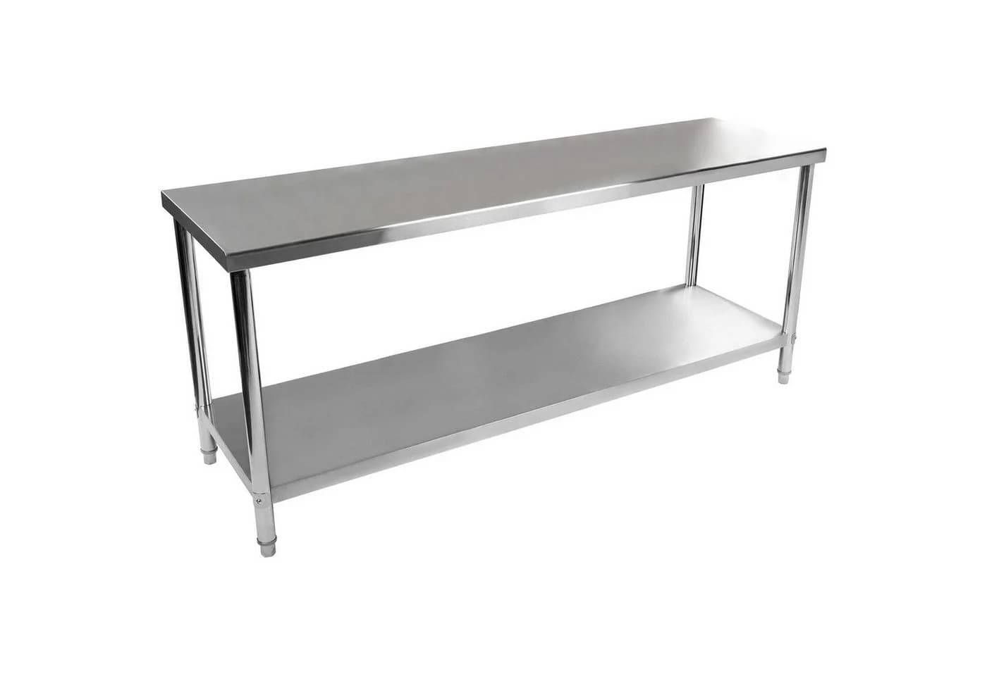 Royal Catering Arbeitstisch 200x60 cm Edelstahl mit Ablage