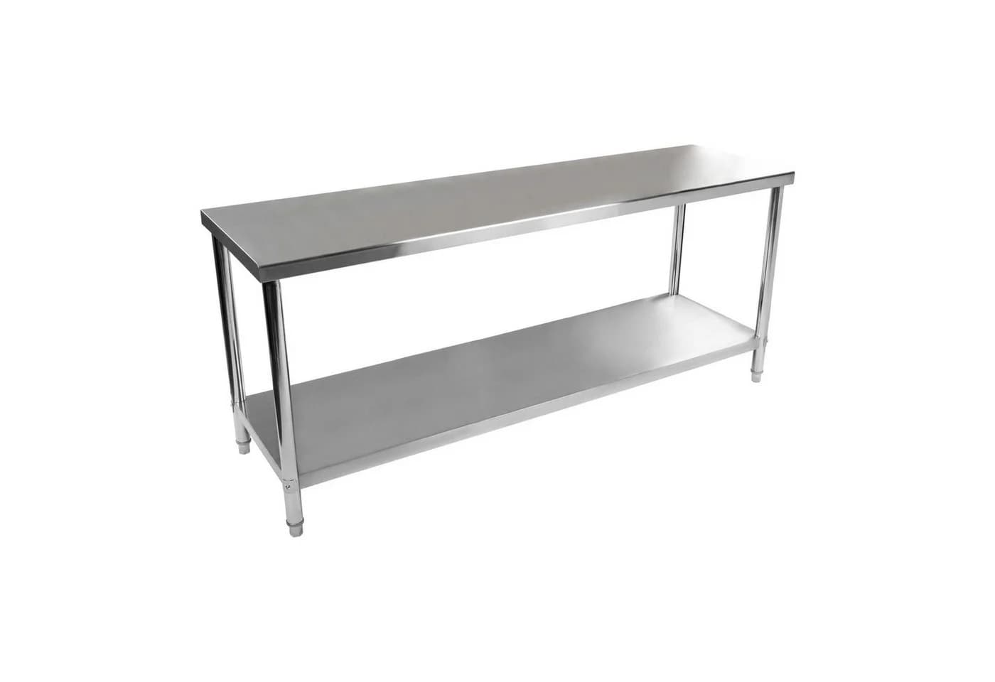 Royal Catering Arbeitstisch 200x60 cm Edelstahl mit Ablage - Bild 2